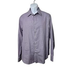 Emporio Armani New York Purple Long Sleeve Button Up Shirt Men's 43 17